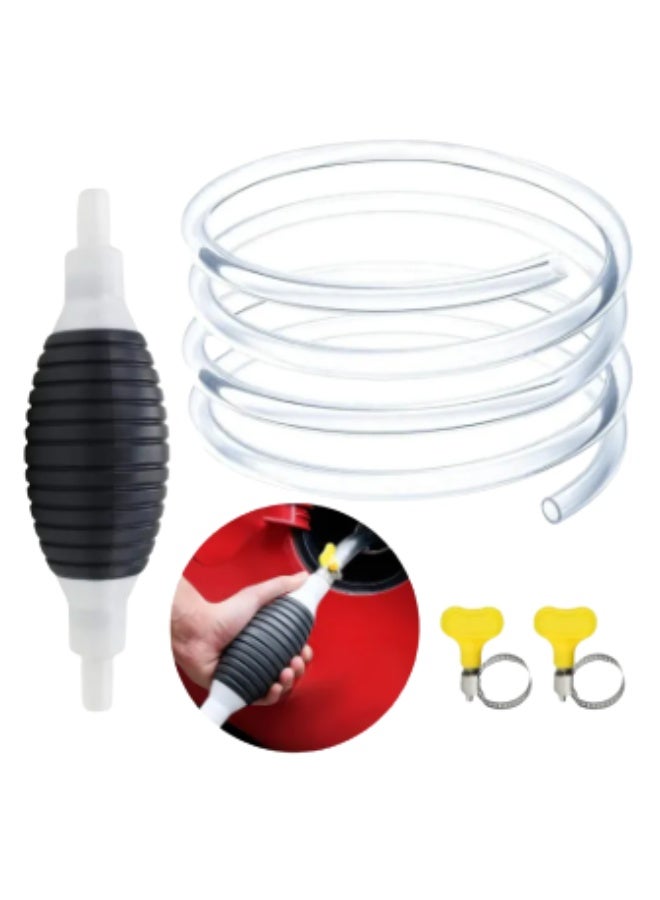 طقم مضخة نقل السوائل اليدوية - مضخة شفط يدوية عالية التدفق لسوائل السيارات والزيوت والماء، محمولة وموثوقة للسيارات والدراجات النارية - Image 2